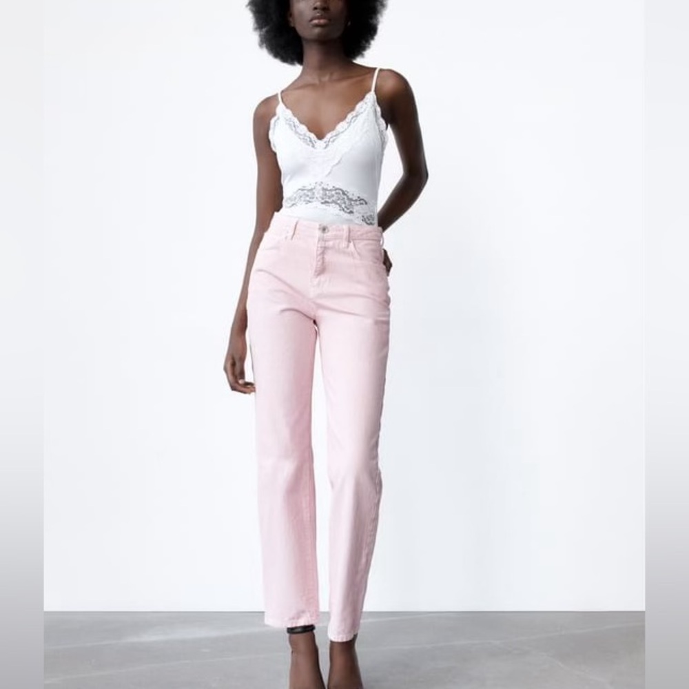 Zara Super High Rise Straight Leg Z1975 Jeans